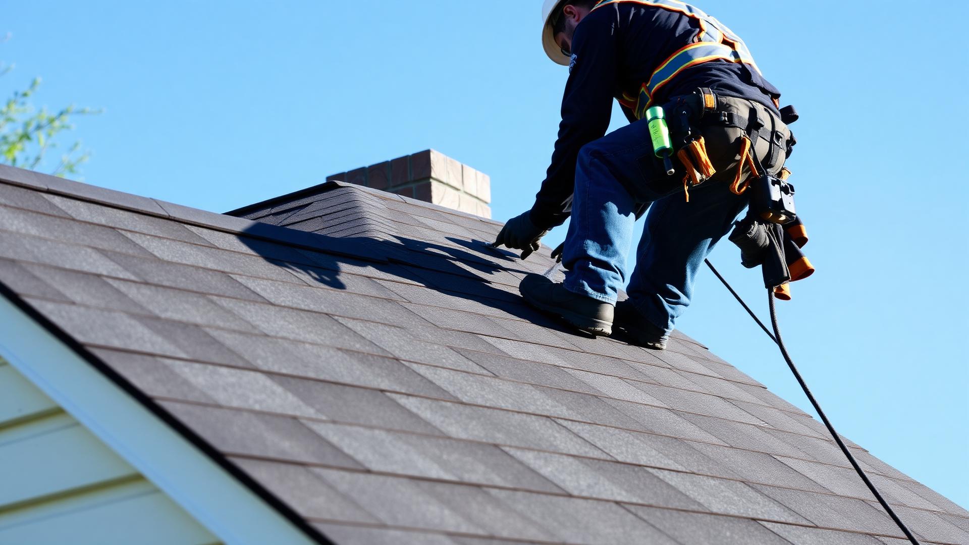 Professional roofing contractor installing asphalt shingles in Takoma Park, MD